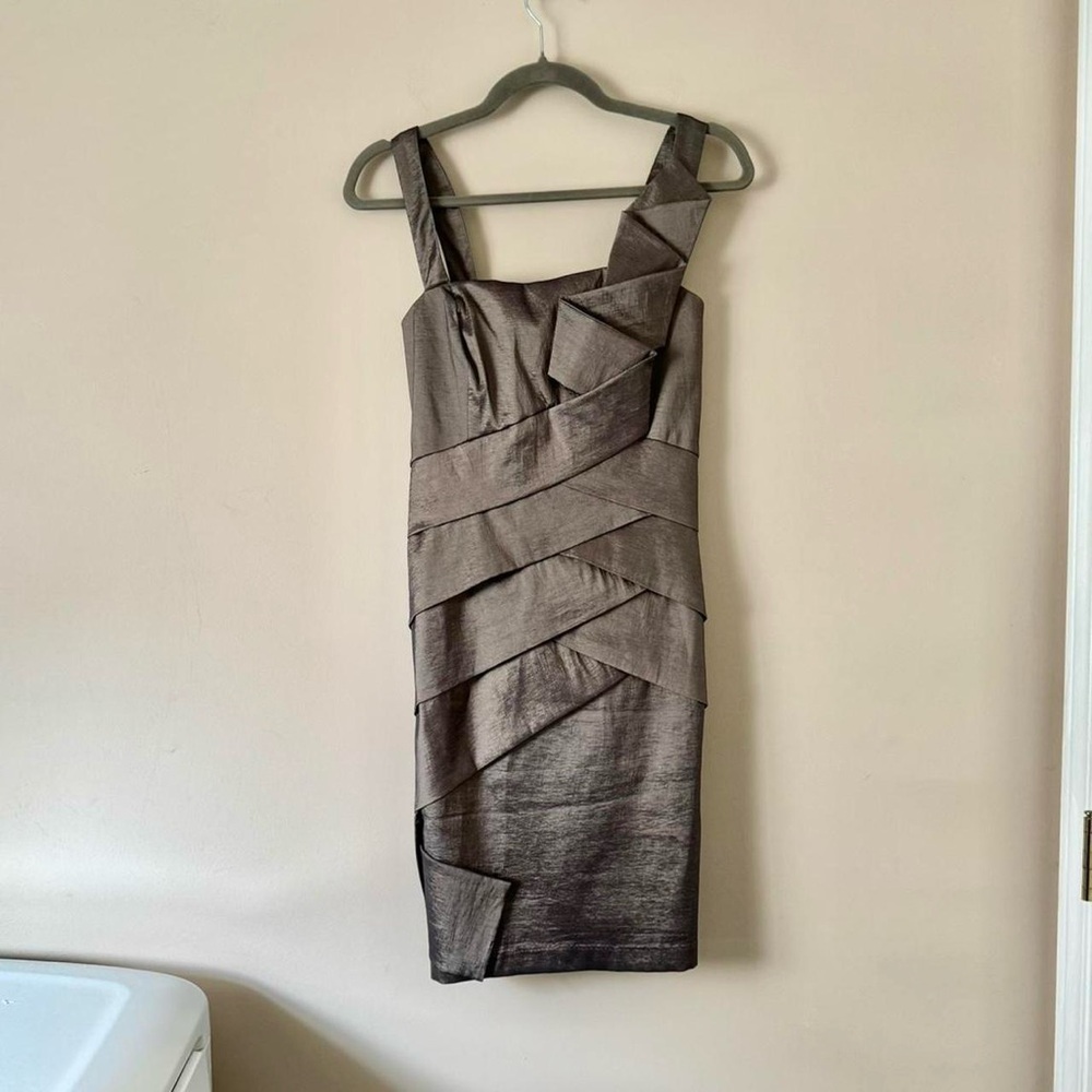 Y2K Metallic Grey Cache Mini Dress Small‎